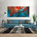 Work-Of-Art 3 Piece Enigma Wrapped Canvas Wall Art Print - Blue, Coral & Rust - 27.5 x 60 x 0.875 in. WO2826792